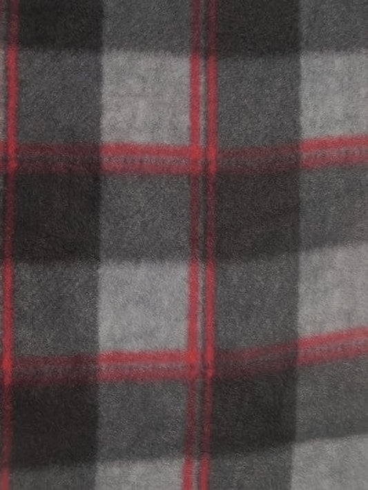 Tartan Plaid Polar Fleece Fabric / Red/Black / Sold By The Yard||color:Red/Black