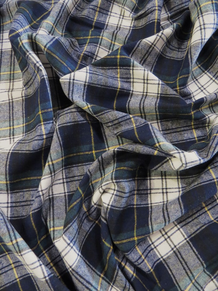 Tartan Plaid Uniform Apparel Flannel Fabric / Blue/Green/White