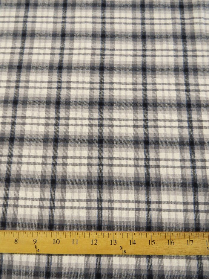 Tartan Plaid Uniform Apparel Flannel Fabric / Gray/Black / Sold By The Yard||color:Gray/Black