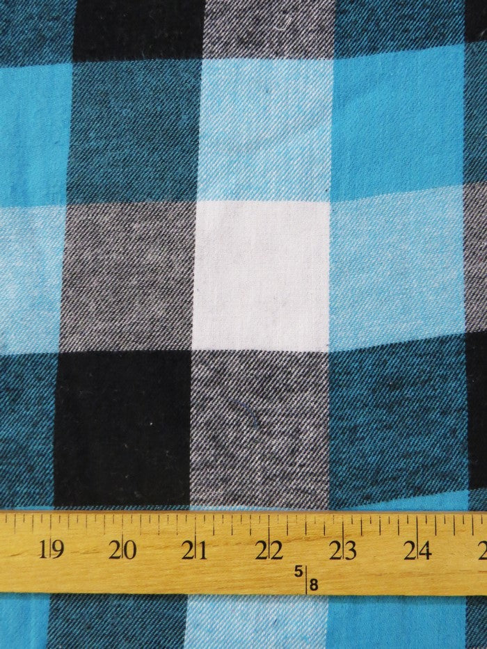 Tartan Plaid Uniform Apparel Flannel Fabric / Multi Turquoise/Black / Sold By The Yard||color:Turquoise/Black