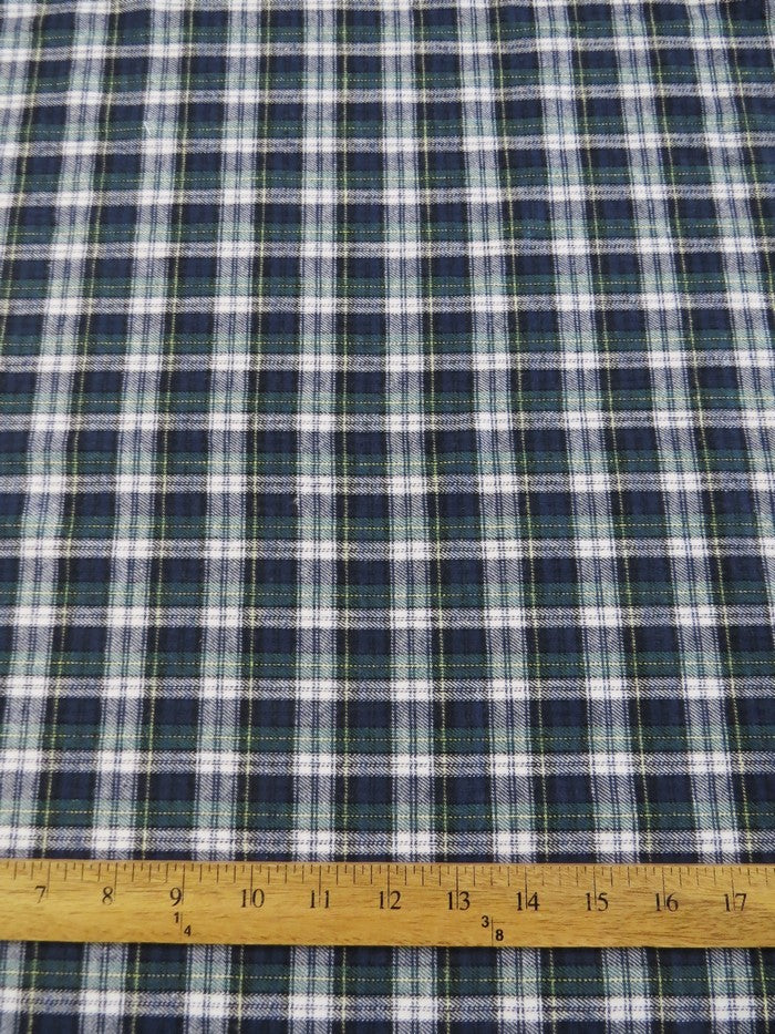 Tartan Plaid Uniform Apparel Flannel Fabric / Navy/Green / Sold By The Yard||color:Navy/Green 2