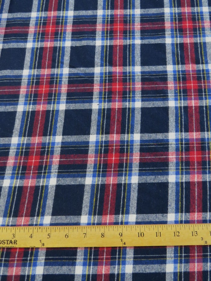 Tartan Plaid Uniform Apparel Flannel Fabric / Navy/Red / Sold By The Yard||color:Navy/Red
