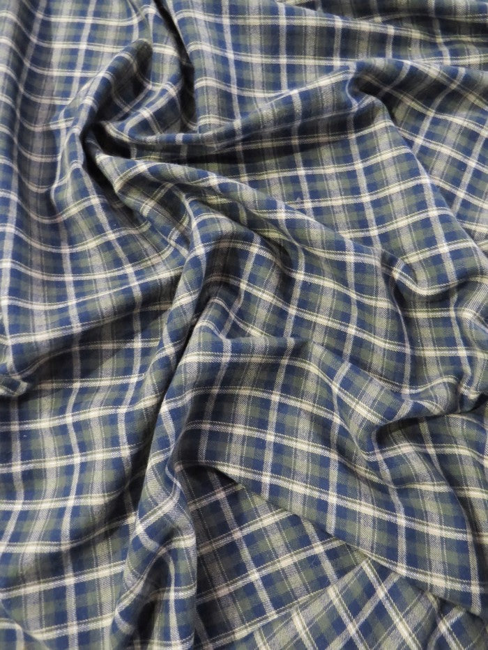 Tartan Plaid Uniform Apparel Flannel Fabric / Olive/Blue