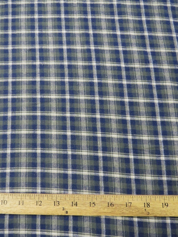 Tartan Plaid Uniform Apparel Flannel Fabric / Olive/Blue||color:Olive/Blue