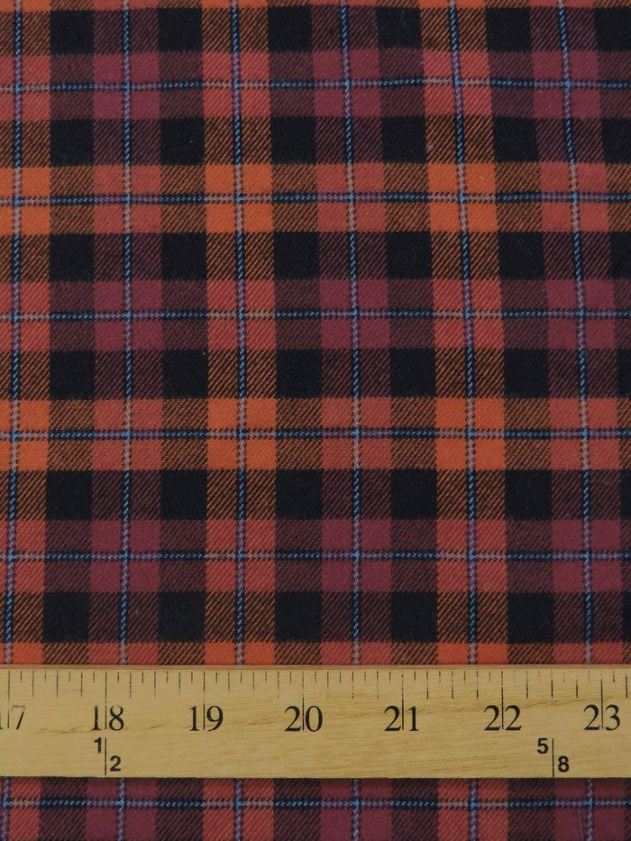 Tartan Plaid Uniform Apparel Flannel Fabric / Orange/Black / Sold By The Yard||color:Orange/Black