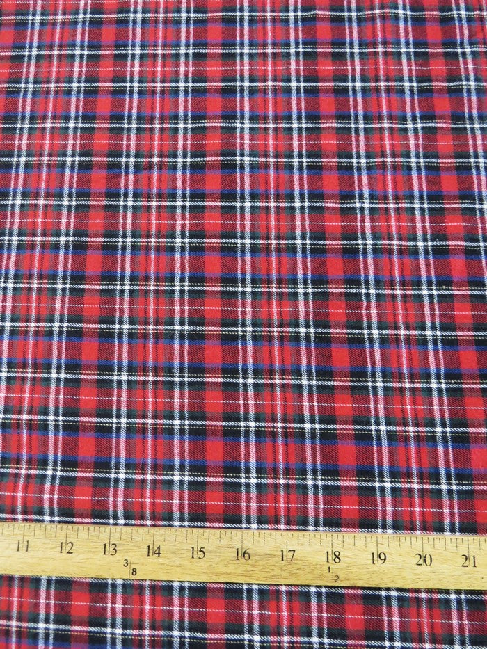 Tartan Plaid Uniform Apparel Flannel Fabric / Red/Black||color:Red/Black