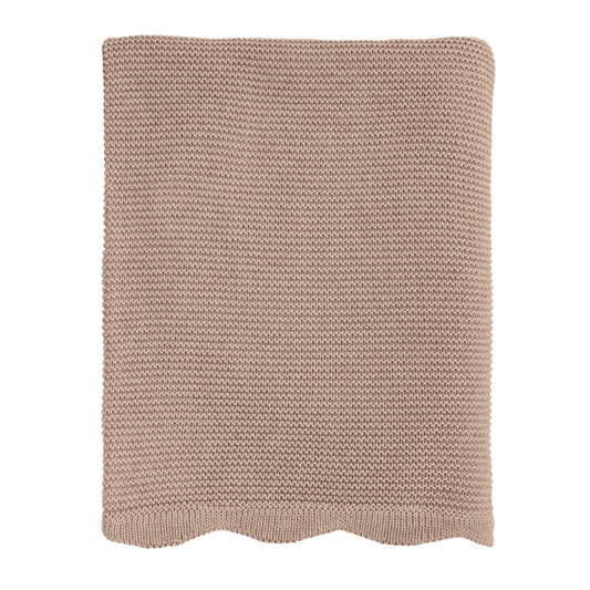 Taupe Scalloped Throw Blanket - Madison's Niche