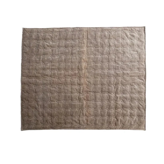 Taupe Velvet Quilted Throw - Madison's Niche