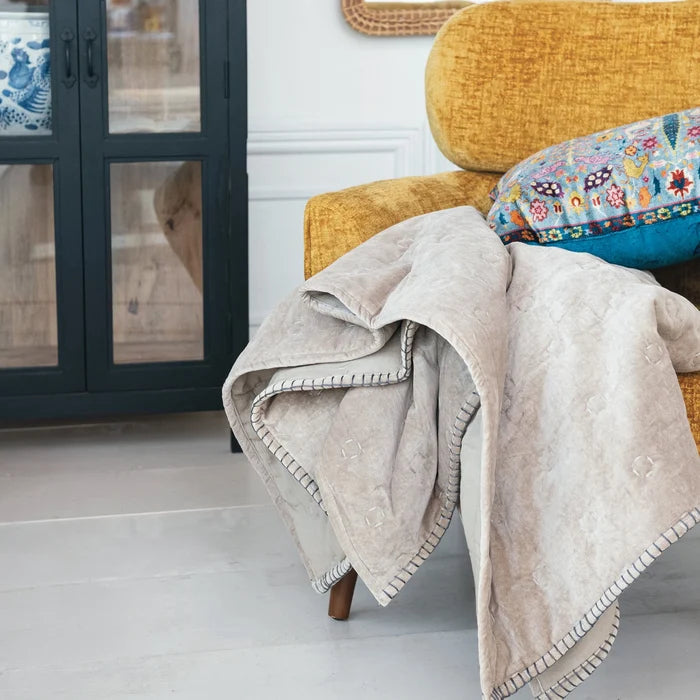 Taupe Velvet Quilted Throw - Madison's Niche
