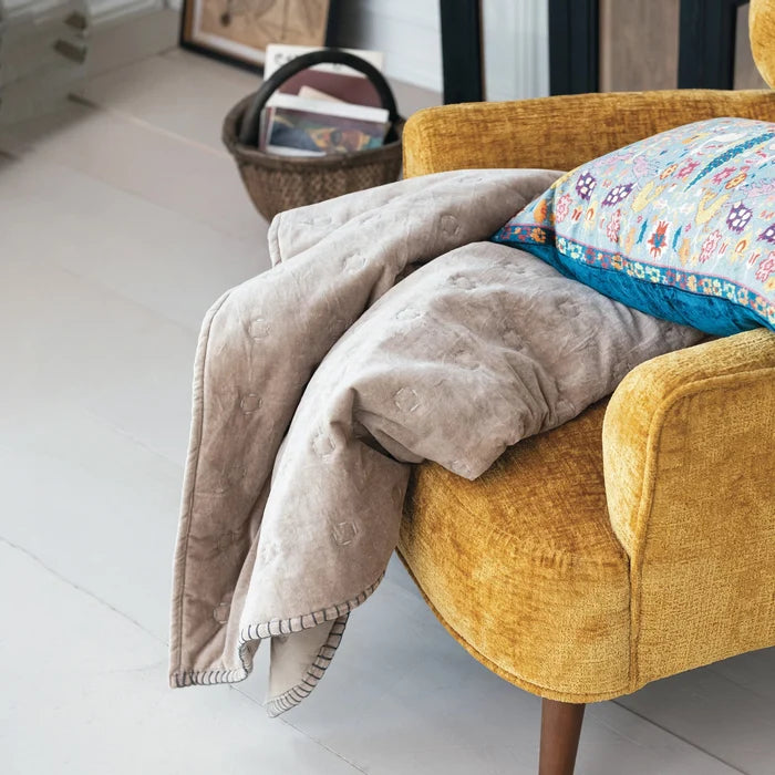 Taupe Velvet Quilted Throw - Madison's Niche