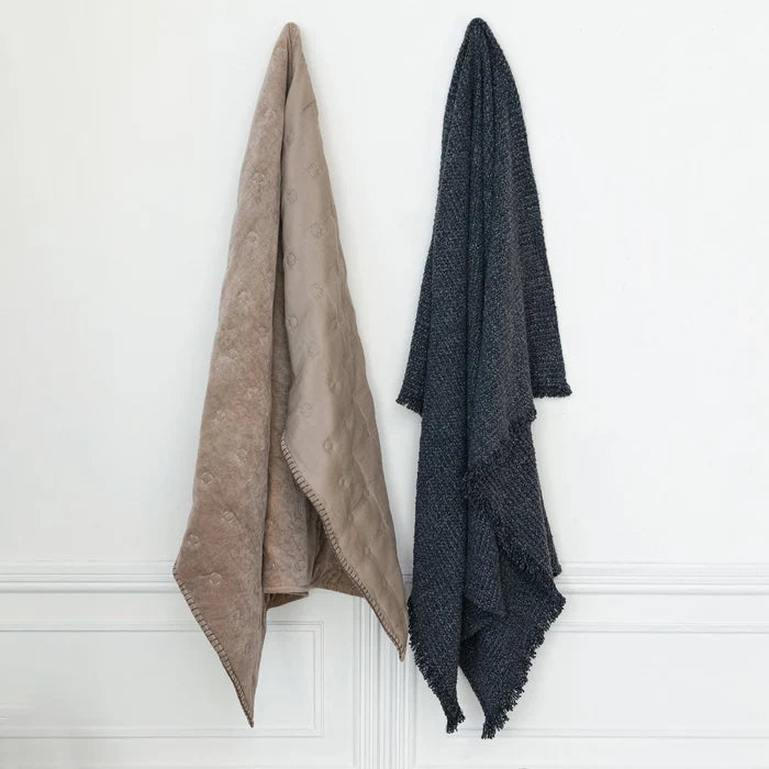 Taupe Velvet Quilted Throw - Madison's Niche