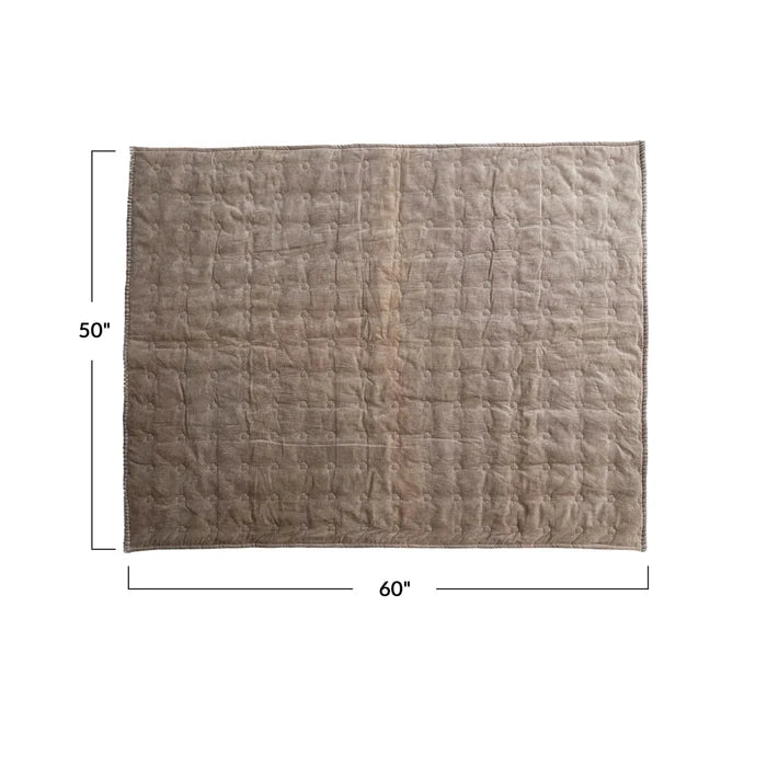 Taupe Velvet Quilted Throw - Madison's Niche