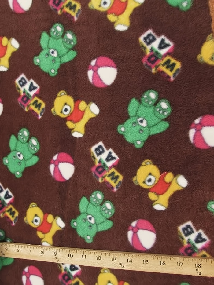 Teddy Bears Brown Fleece Fabric