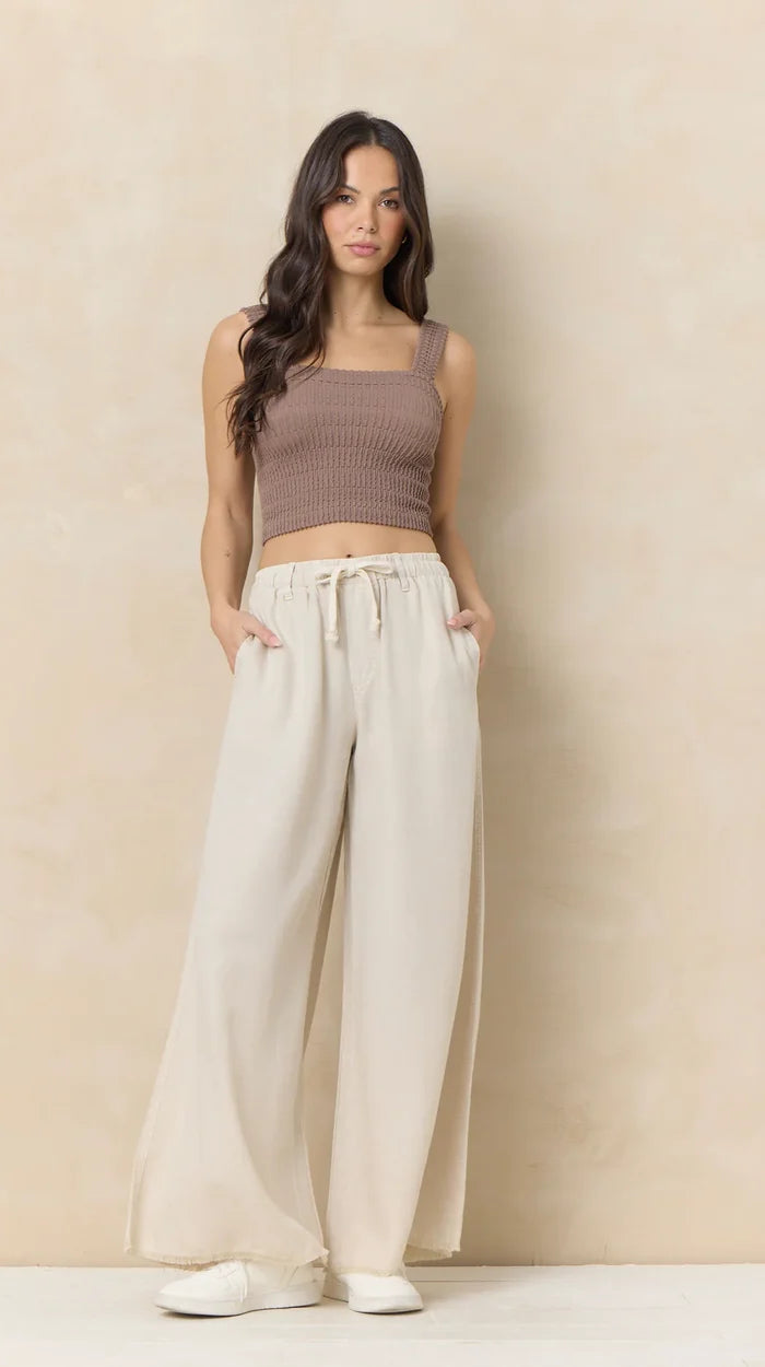 Tencel Wide Leg Pant in Tan - Madison's Niche