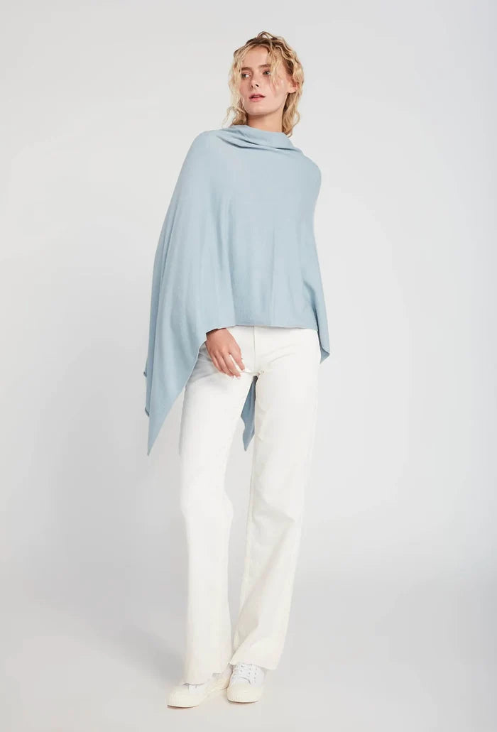 Terri Triangle Poncho in Light Blue - Madison's Niche