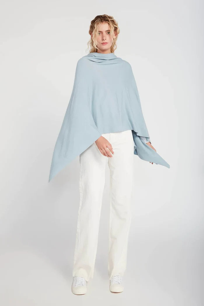 Terri Triangle Poncho in Light Blue - Madison's Niche