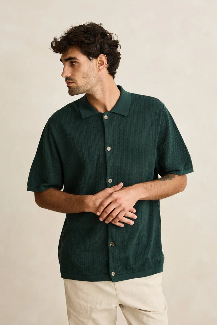 Textured Knit Short Sleeve in Forest - Madison's Niche