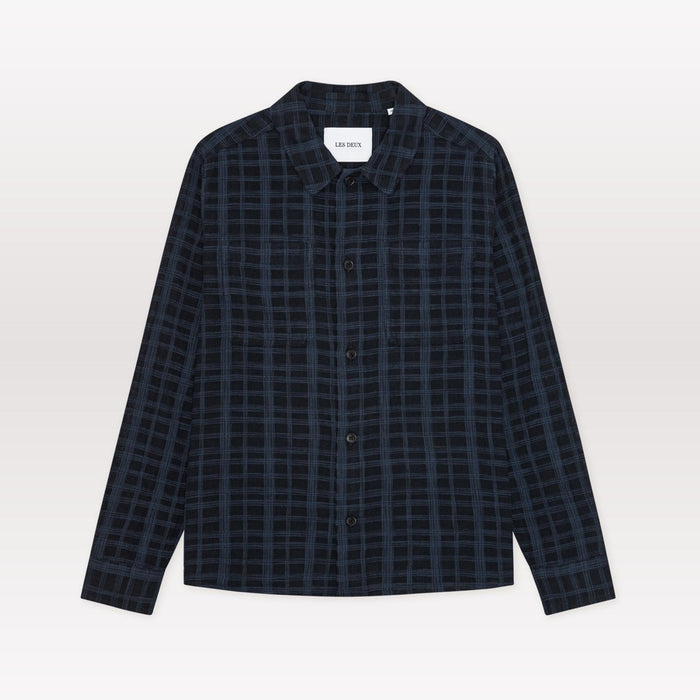 Textured Slub Overshirt - Dark Blue Night