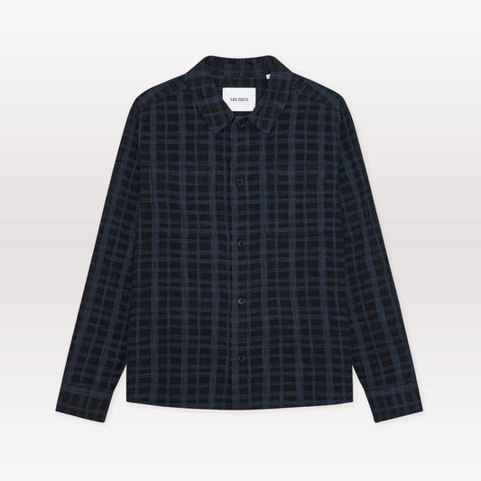 Textured Slub Overshirt - Dark Blue Night