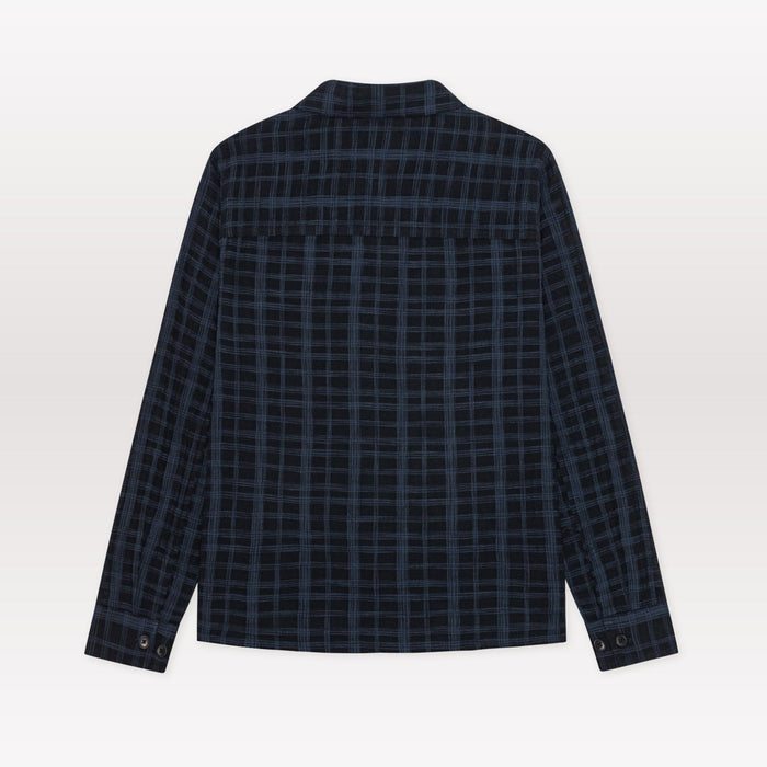 Textured Slub Overshirt - Dark Blue Night