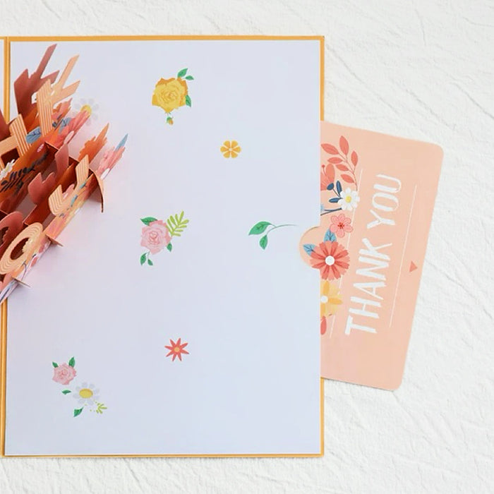 Flat lay of Thank You Card  on table.