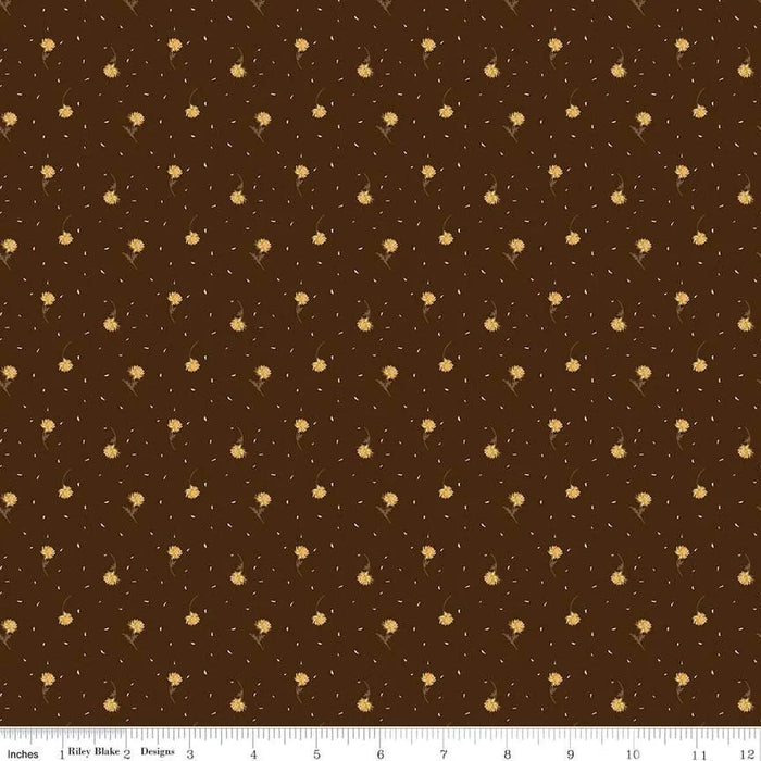 The Awe of Autumn Flower Toss Brown 43"/44" Fabric Per Yard