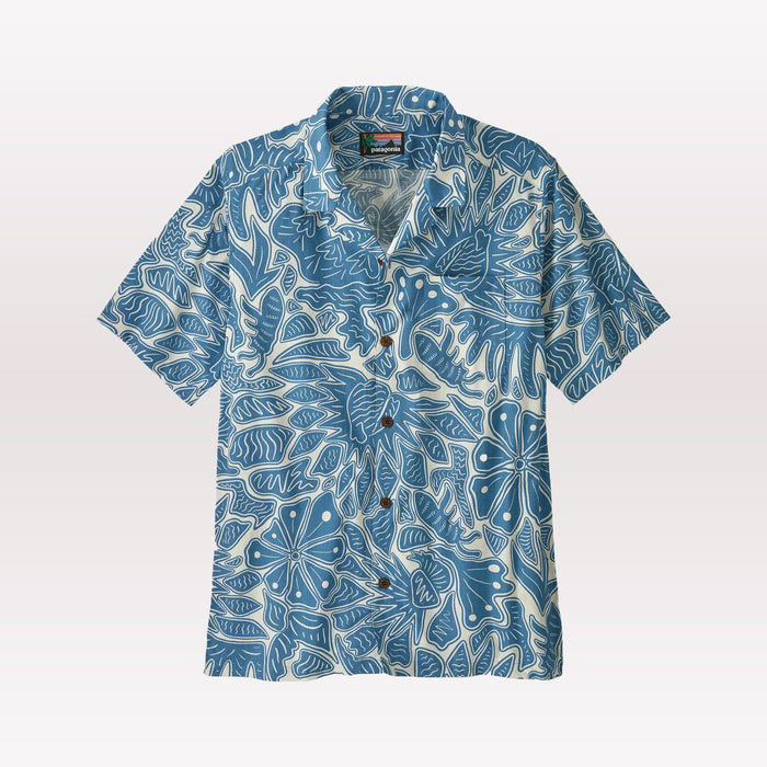 Tidal Threads Camp Shirt - Bees & Flowers: Still Blue