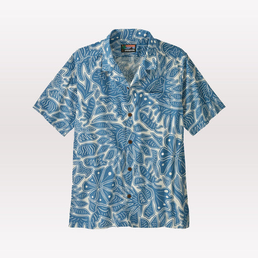 Tidal Threads Camp Shirt - Bees & Flowers: Still Blue