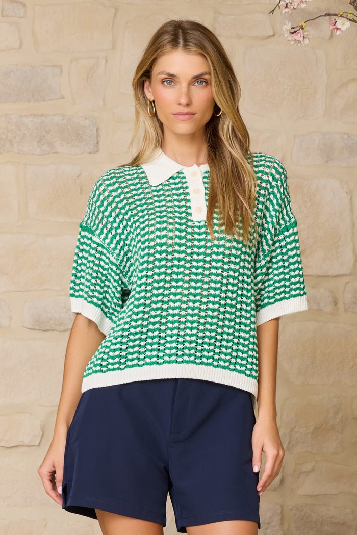 Tinsley Polo Tee in Chalk - Madison's Niche