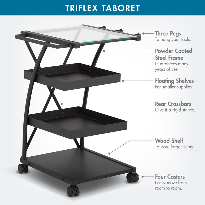 Triflex Taboret Charcoal / Clear Glass