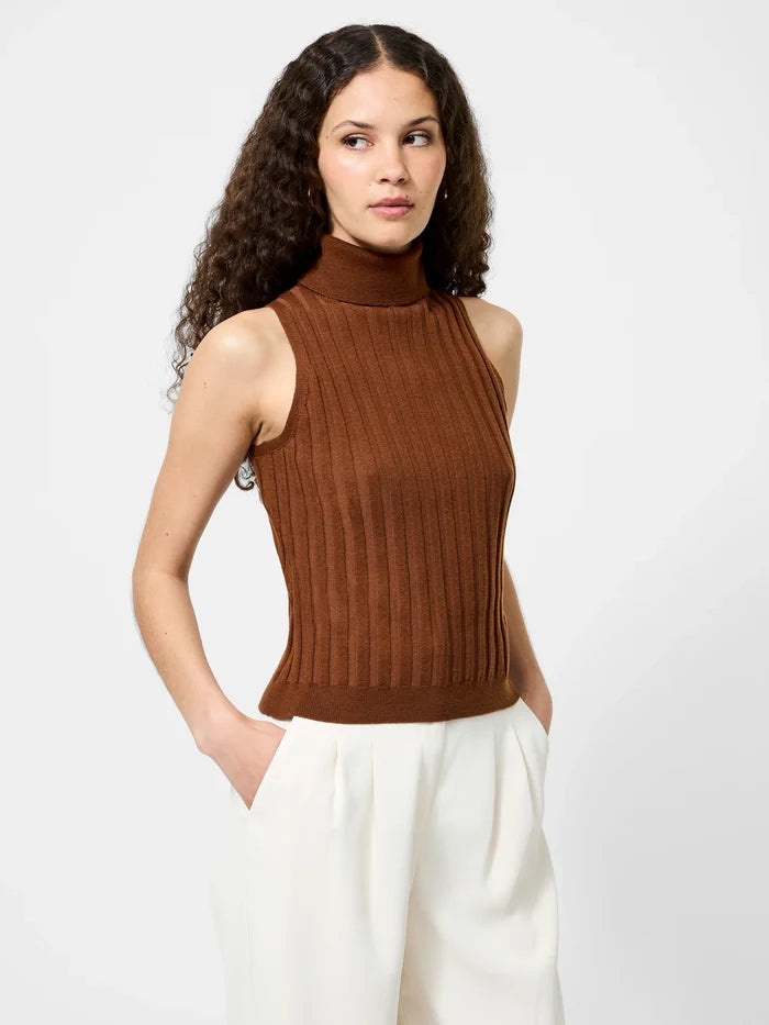 Turtle Neck Tank Sweater in Chocolate - Madison's Niche