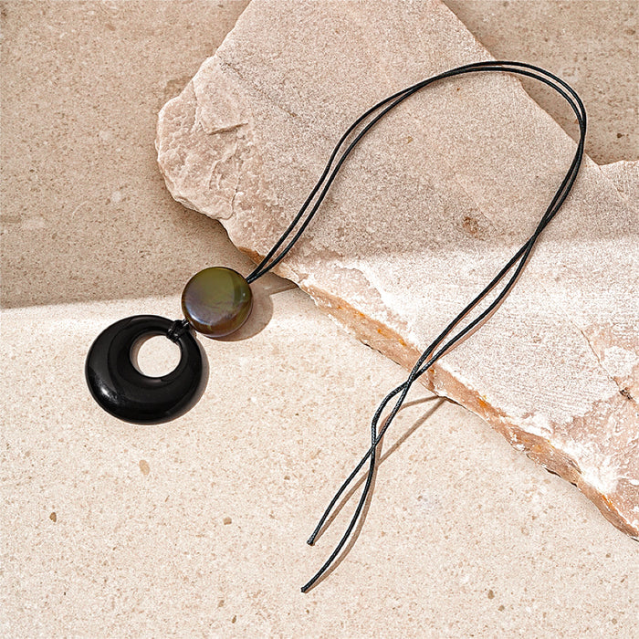 Front view of Twilight Loop Necklace in Black Green, premium Jewelry for modern women.