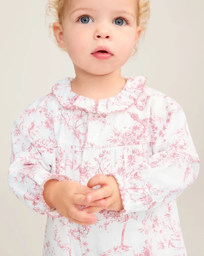 Twill Romper in Pink Timeless Toile - Madison's Niche