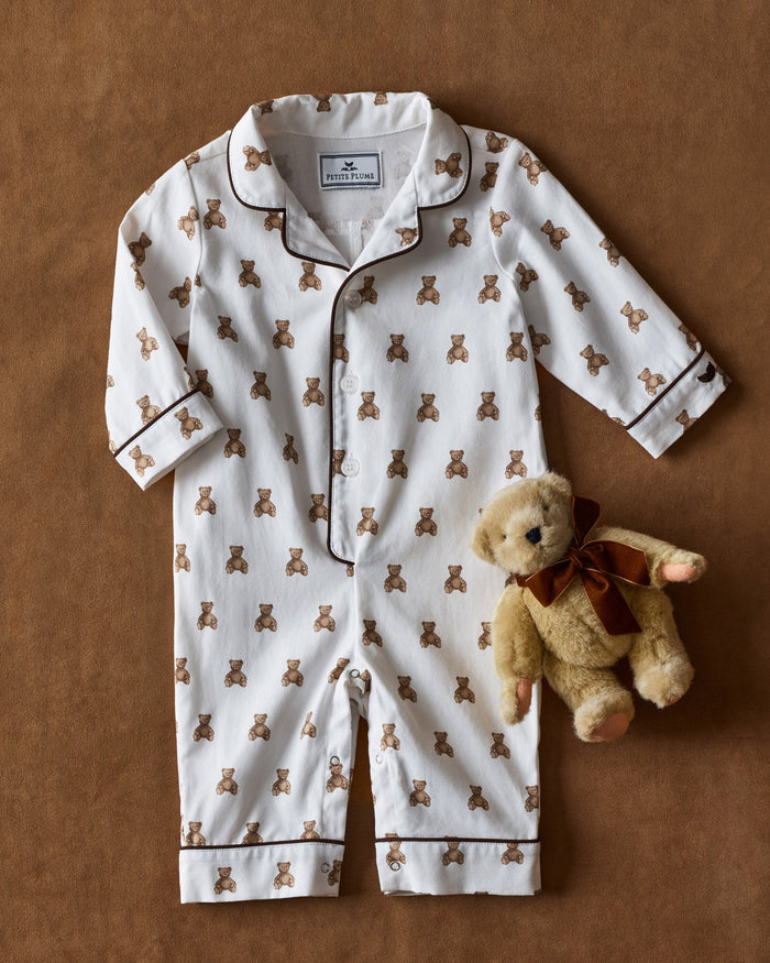 Twill Romper in Teddy Tales - Madison's Niche