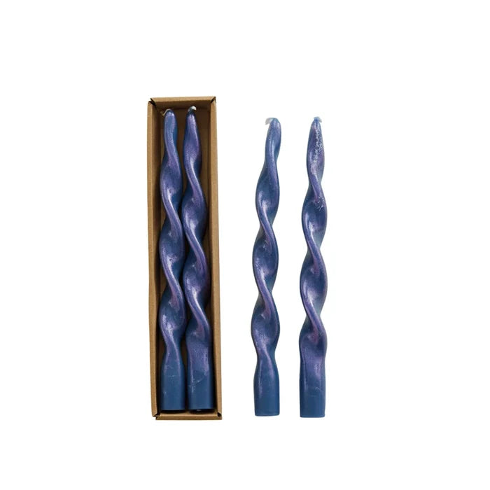 Twisted Tapers Set of 2 in Blue - Madison's Niche