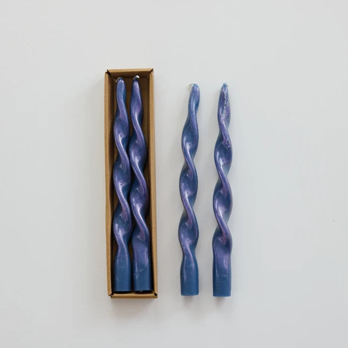 Twisted Tapers Set of 2 in Blue - Madison's Niche