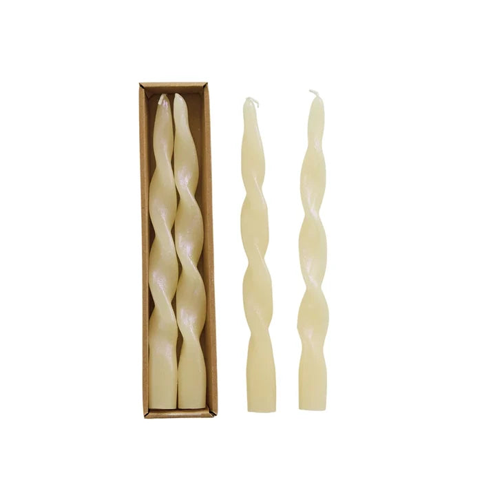 Twisted Tapers Set of 2 in Cream - Madison's Niche