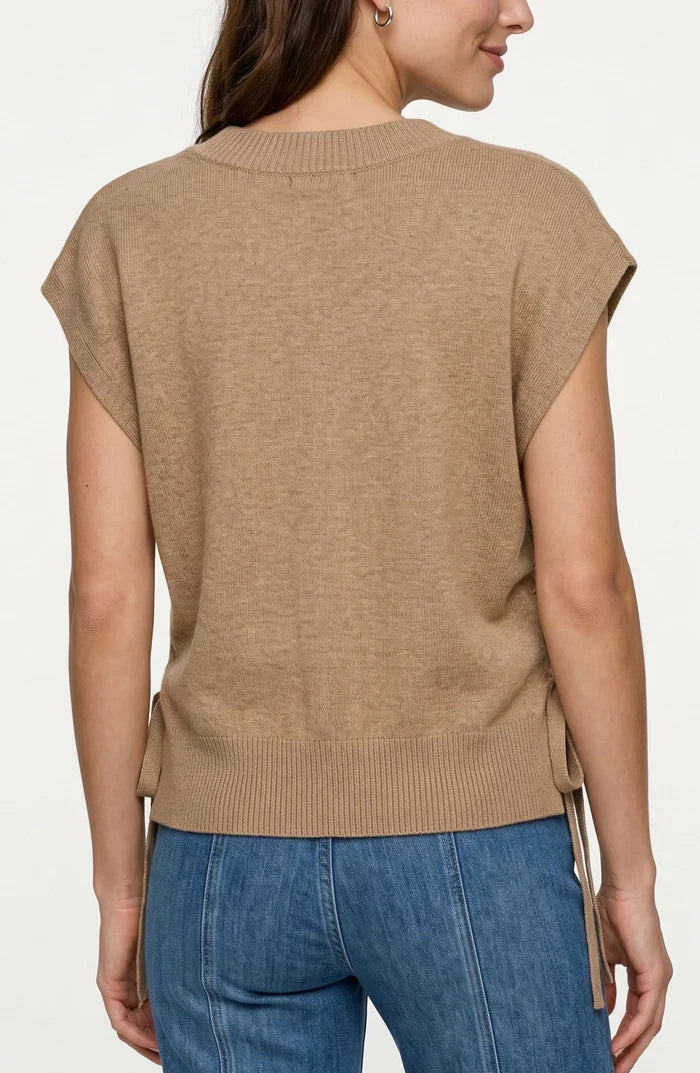V-neck Dolman Sweater with Ties in Khaki