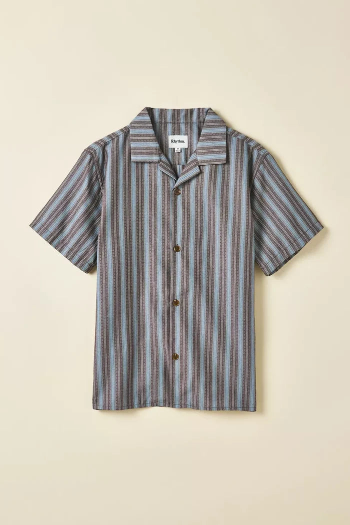 Vacation Stripe Short Sleeve Shirt in Chocolate - Madison's Niche