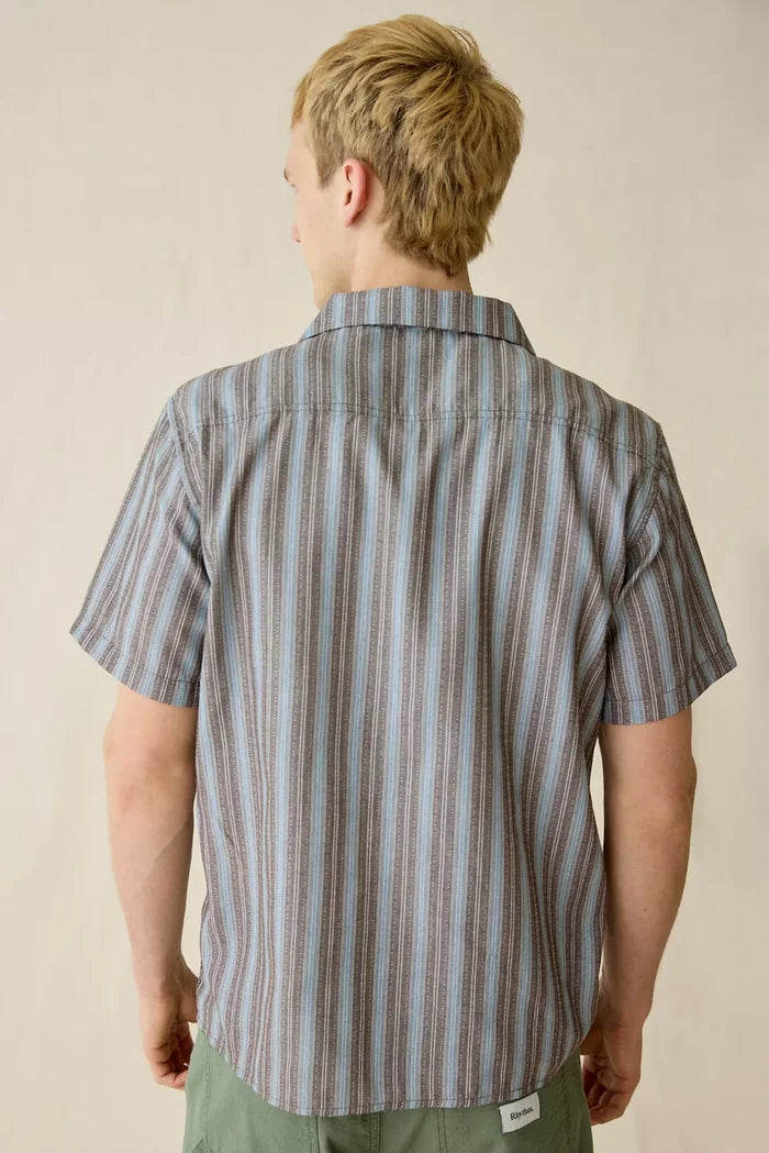 Vacation Stripe Short Sleeve Shirt in Chocolate - Madison's Niche