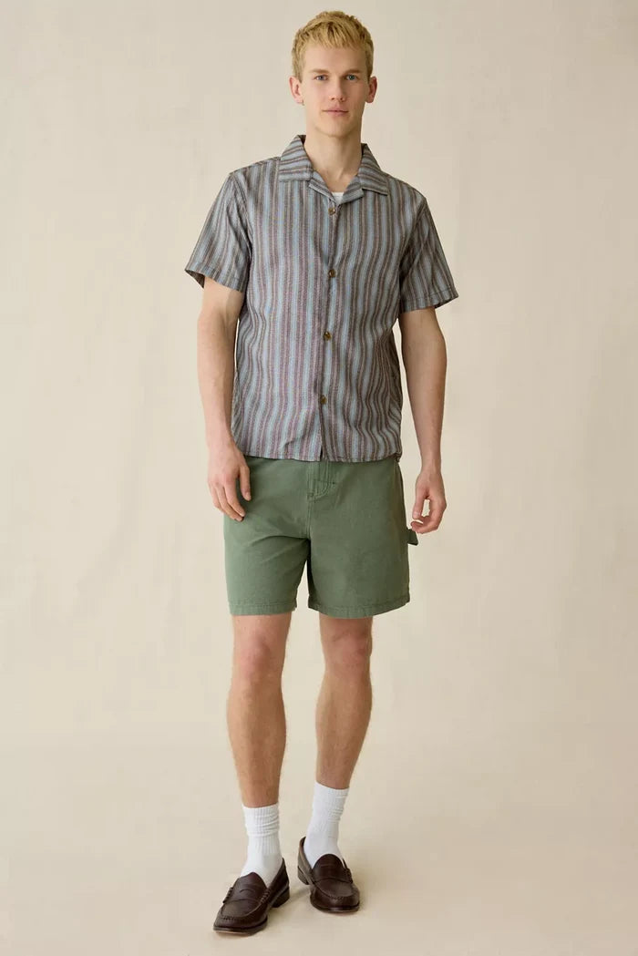 Vacation Stripe Short Sleeve Shirt in Chocolate - Madison's Niche
