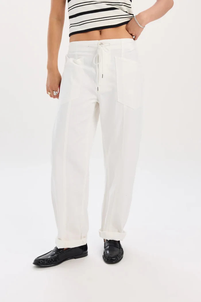Villa Drawstring Barrel Pant in Lamb - Madison's Niche