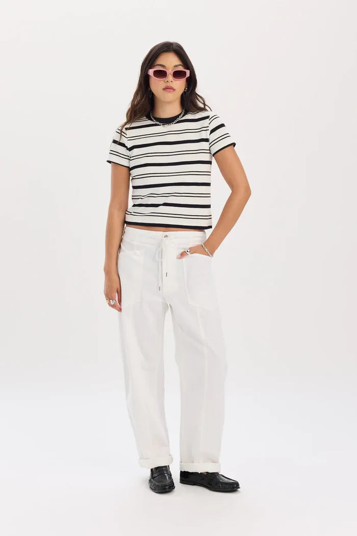 Villa Drawstring Barrel Pant in Lamb - Madison's Niche