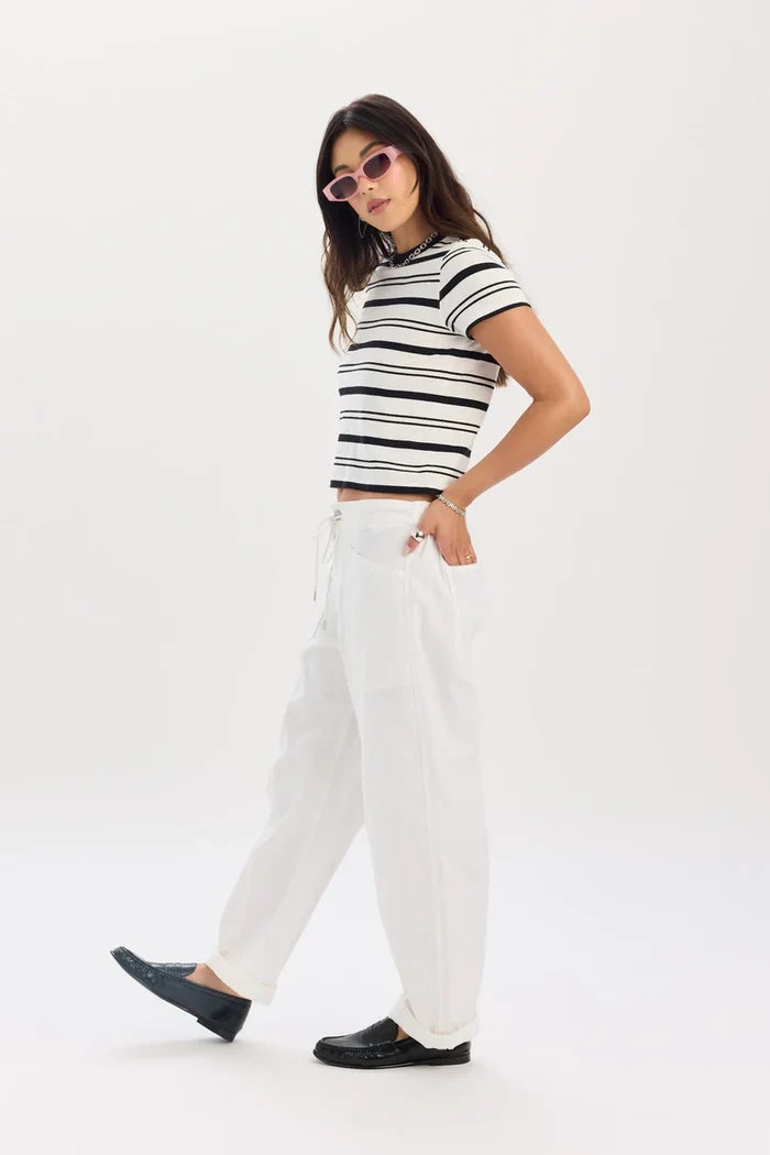 Villa Drawstring Barrel Pant in Lamb - Madison's Niche
