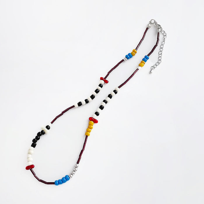 Close-up of Vivid Hue Beads Necklace in TwistPop, easy to style for workdays.