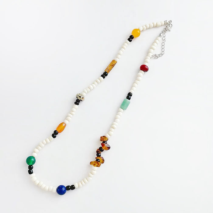 Flat lay of Vivid Hue Beads Necklace in TerraDots, great for everyday outfits.