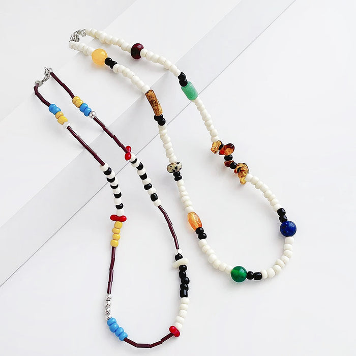 Folded view of  two colors of Vivid Hue Beads Necklaces, ideal for date nights.