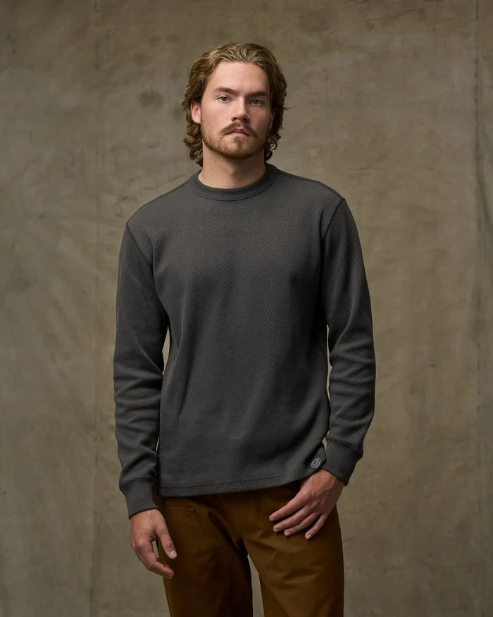 Waffle Knit Crew - Faded Black