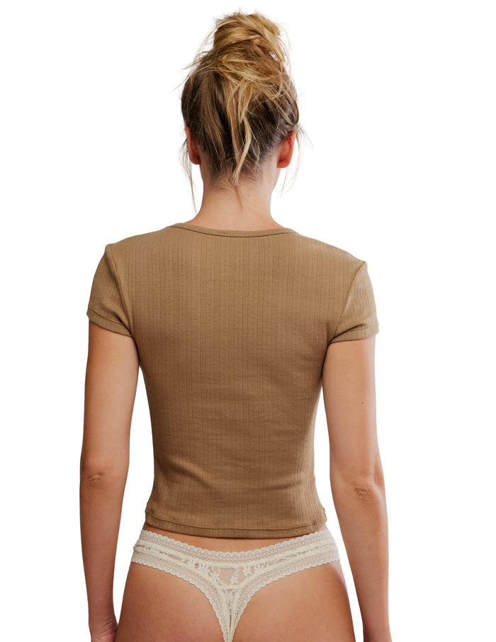 Wait A Minute Baby Tee in Bronze - Madison's Niche