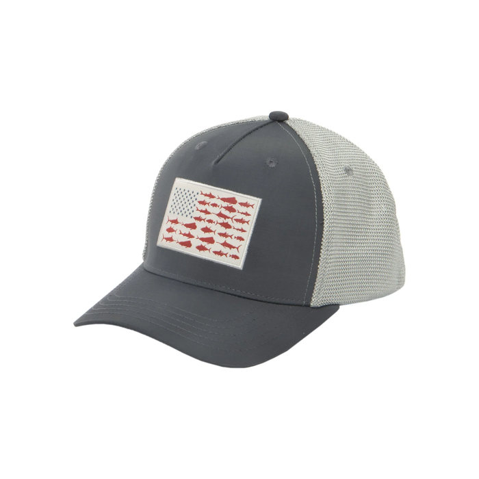 Water Performance Americana Fishing Trucker Hat in Charcoal